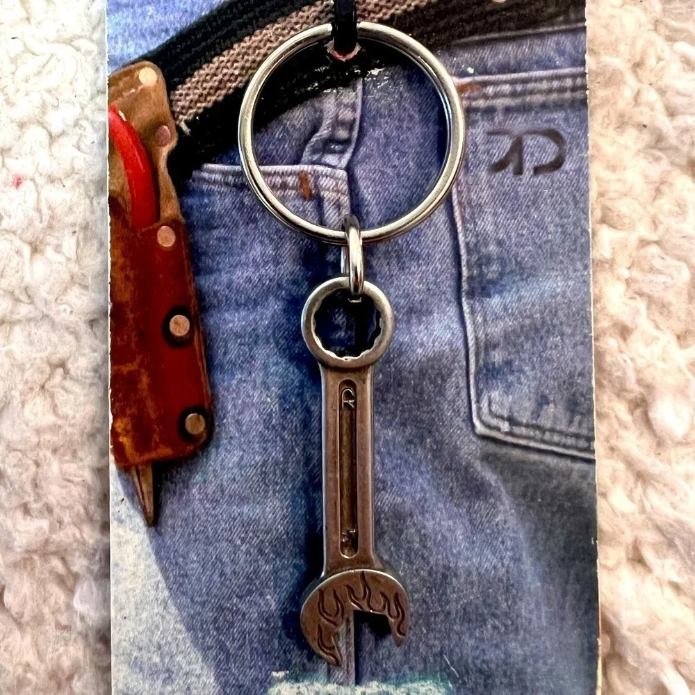 Tools of the Trade Wrench Shape Silver Keychain
